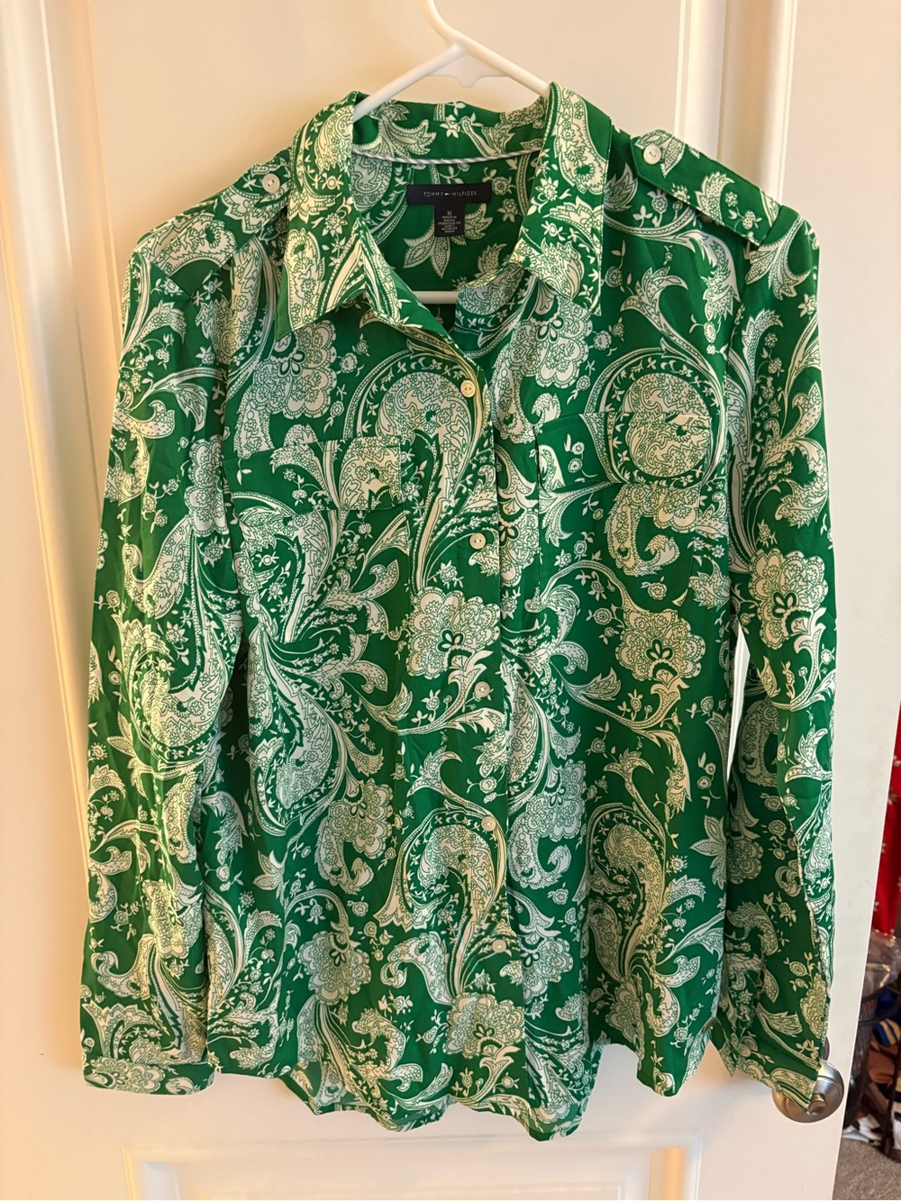 Tommy Hilfiger Green Paisley Button-Up Shirt